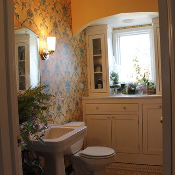 Bathroom redo with wallpaper