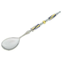 Italian Murano Glass Salad Spoon - Blue Gold Waves