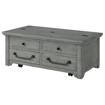 Dove Gray Beach House Coffee Table With Flip Top Trunk