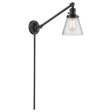 Small Cone 1-Light LED Swing Arm Light, Oil Rubbed Bronze, Glass: Seedy