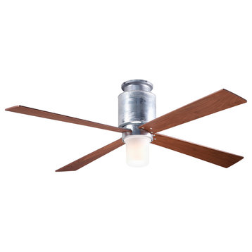 Lapa Flush Mount 17W LED Fan, Galvanized, 50" Mahogany Blades