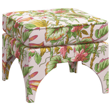 Red from Scalamandre by Cloth & Company Carlisle Ottoman, Tropical Flora Blush