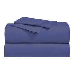 Abripedic - Percale 100% Cotton Deep Pocket 22" Sheet Set, Periwinkle, King - Sheet And Pillowcase Sets