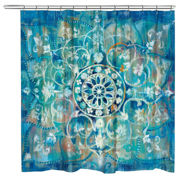 Laural Home Blue Mandala Shower Curtain