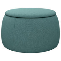 Anneke Round Ottoman With Storage, Blue