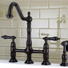 KS1275PKLBS Duchess Bridge Kitchen Faucet With Brass Sprayer, Oil Rubbed Bronze