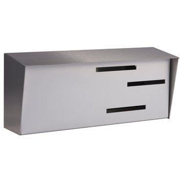 Mid Century Modern Mailbox, Stainless and White