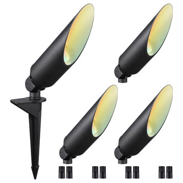 4-Pack Adjustable CCT LED Landscape Spotlights, Low Voltage