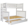 Bedz King Pine Wood Twin over Full Bunk Bed with Twin Trundle in White