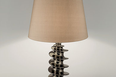 Chelsom Ceramic Art Screw Table Lamp, Bronze Metallic