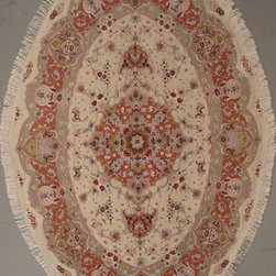 Oval Persian Tabriz rug 5' X 7' - Area Rugs