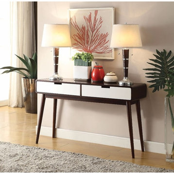 Benzara BM156073 Beautiful Sofa Table With 2 Drawers, Espresso & White