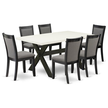 X626Mz650-7 7-Piece Dining Room Set, Rectangular Table and 6 Parson Chairs
