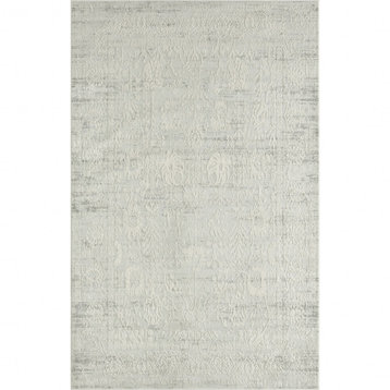 4' X 6' Ivory And Gray Floral Stain Resistant Area Rug