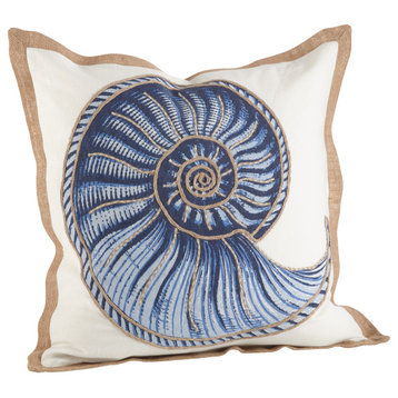 Nautilus Spiral Shell Print Cotton Down Filled Throw Pillow