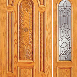 Prehung Mahogany Arch Lite Front One Side light Door - Front Doors