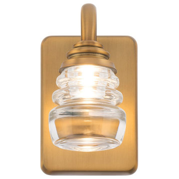 WAC Rondelle 3000K Bathroom Vanity Light in Aged Brass