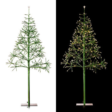 53"H Indoor/Outdoor Artificial Christmas Tree with LED Lights, Green