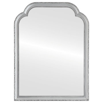 Angelina Framed Vanity Mirror, Clover Cathedral, 24.6"x32.6", Silver Spray