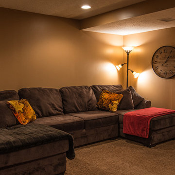 Finished basement with exercise area and small bath in Wexford, PA
