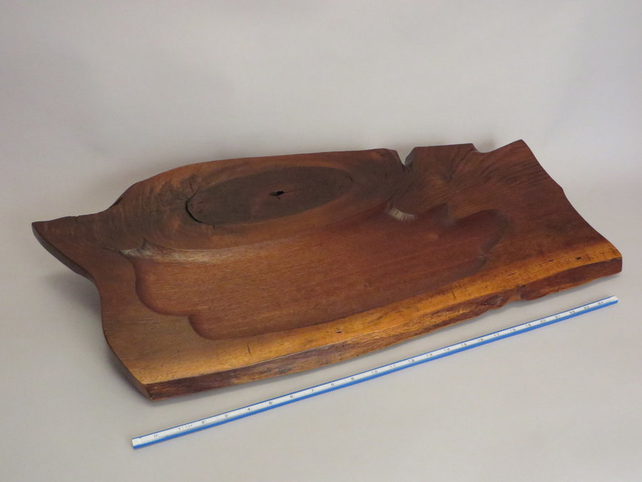 Tray 17017 Walnut with Carved Pan, Footed.