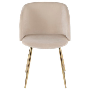 Fran Chair, Gold Metal, Set of 2, Cream Velvet
