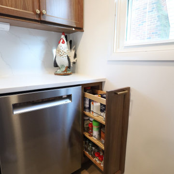 Rich & Refined: Custom Walnut Kitchen Remodel with White Quartz & Oak Flooring