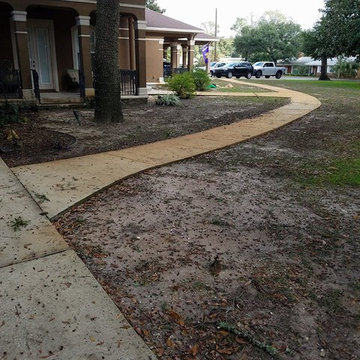 Concrete staining -front porch and sidewalks - Before Photo