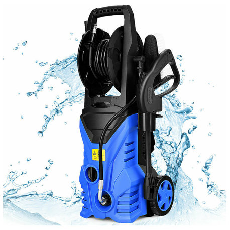Costway 2030PSI Electric Pressure Washer Cleaner 1.7 GPM 1800W w Hose Reel Blue