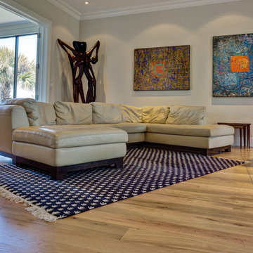 Custom Solid Red and White Wormy Oak Floor