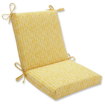 Out/Indoor Herringbone Squared Corners Chair Cushion, Egg Yolk