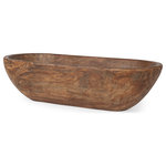 Mercana - Athena Extra Large Oblong Medium Brown Reclaimed Wood Bowl - An extra large hand-carved oval bowl made of reclaimed wood and finished in a medium brown.