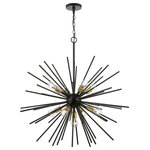 Livex Lighting - Tribeca 9 Light Shiny Black With Polished Brass Accents Foyer Pendant Chandelier - The Tribeca large nine light foyer pendant chandelier will become an attention-grabbing feature in your modern home decor. The shiny black finish with polished brass finish accents grace the design with elegance and charm, providing a traditional quality to the appearance. The iron pipe rods gives the pendant chandelier a sleek and attractive style.