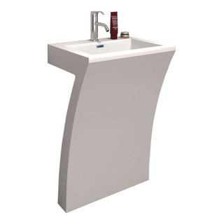 Ondine White Pedestal Bathroom Sink Combo with Overflow Hole