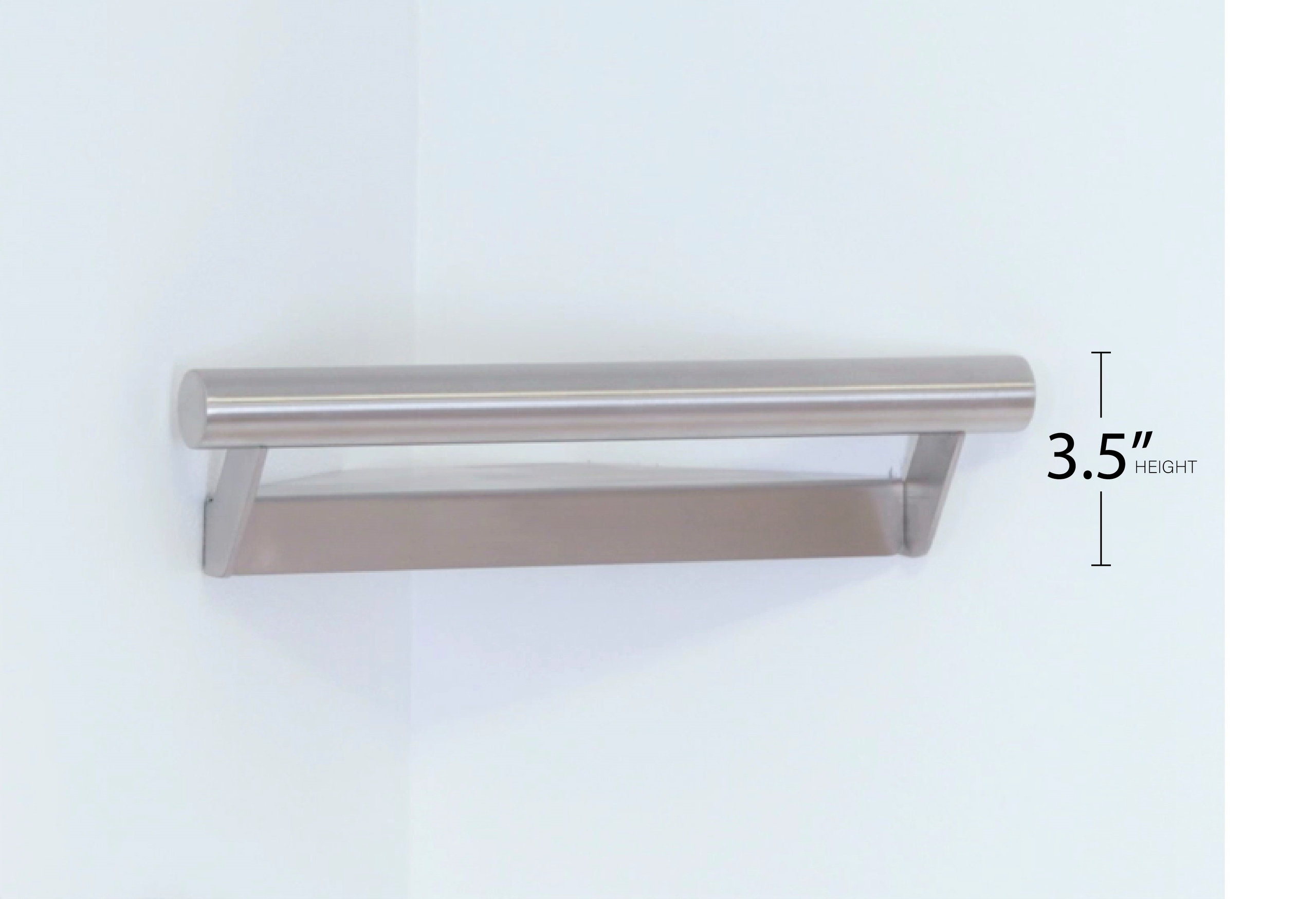 Lifestyle and Wellness Corner Shower Shelf With 14" Handle, Polished Stainless
