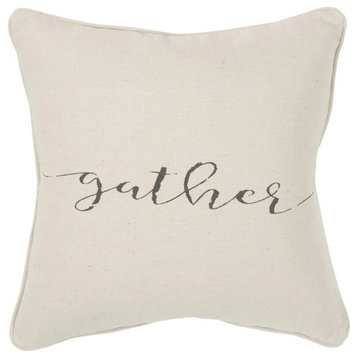 Rizzy Home T14961 Sentiment 20"x20" Pillow Cover Natural