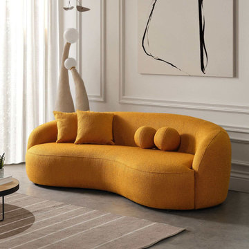 Drake Japandi Style Curvy Boucle 3 Seater Living Room Sofa