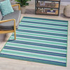 Noble House Robbee 90x63" Indoor Fabric Geometric Area Rug in Blue and Green