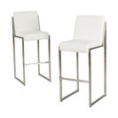 Velica White Leather Bar Stools, Set of 2