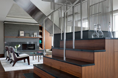 Staircase - mid-sized contemporary u-shaped staircase idea in Boston