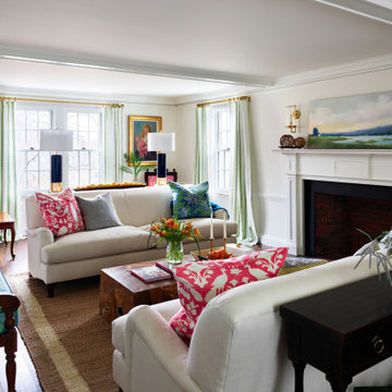 Quintessentially New England Living Room with Antiques, Original Paintings