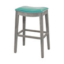 Elmo Bonded Leather Bar Stool, Turquoise