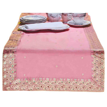 Pink - Hand Crafted Table Runner (India) - 18 X 108 Inches
