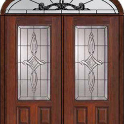 Prehung Transom Double Door 80 Fiberglass Marsais 3/4 Lite Glass - Front Doors