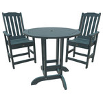 Highwood USA - Lehigh 3-Piece Round Counter-Height Dining Set, Nantucket Blue - 100% Made in the USA - backed by US warranty and support
