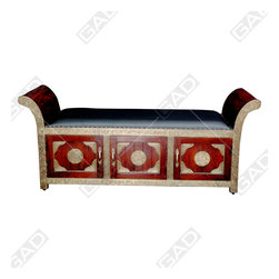 WOOD EN BRASS SOFA CUM BOX - Furniture