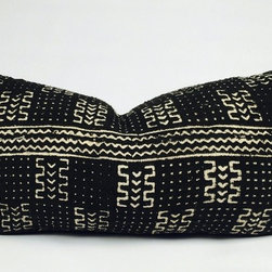 Lumbar Black with White African Mud Cloth Pillow - Products