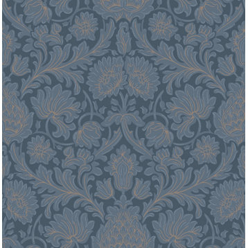 Bamburg Dark Blue Floral Wallpaper Bolt