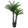 5' Potted Two Tone Green Cycas Artificial Floor Plant