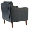 Vegan Leather Armchair With Sloped Arms, Navy